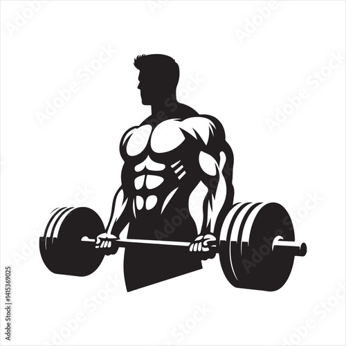 weightlifting bodybuilder vector silhouette clip art illustration