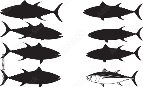 Albacore Tuna Silhouette – Minimal Vector Illustration on White Background