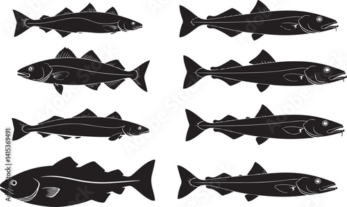 Alaskan Pollock Silhouette – Minimal Vector Illustration on White Background