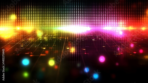 Wallpaper Mural Dynamic, colorful light display against a grid pattern. Torontodigital.ca