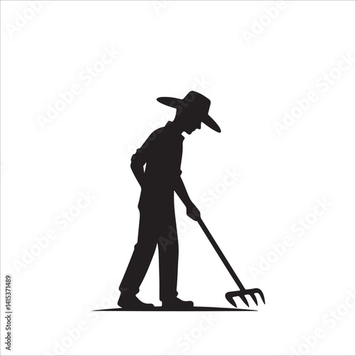 Silhouette of a Farmer with a Hoe