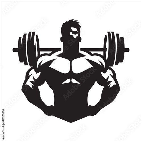 weightlifting bodybuilder vector silhouette clip art illustration