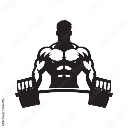 weightlifting bodybuilder vector silhouette clip art illustration