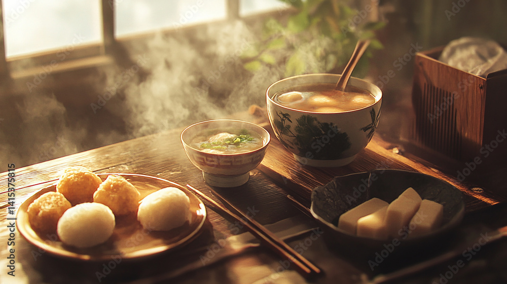 Hot Japanese oden with clear broth