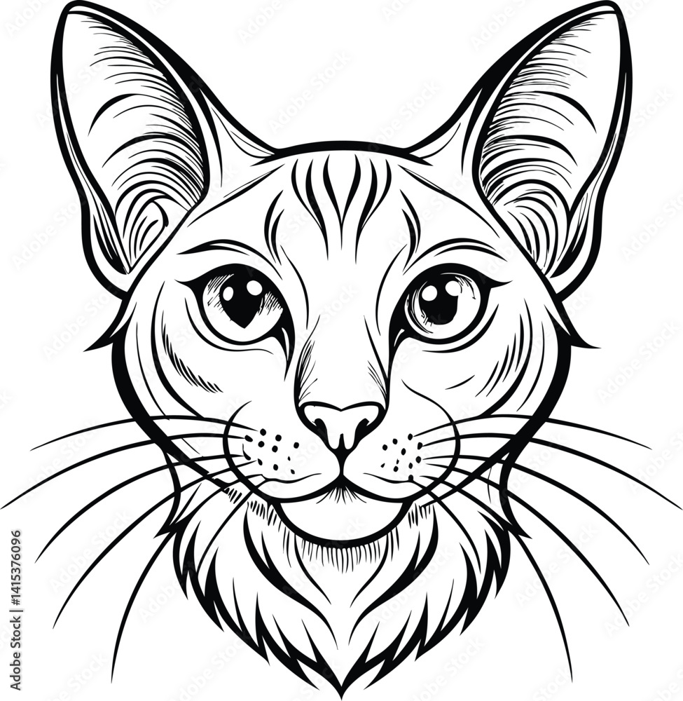 Obraz premium cat hand drawn line-art vector silhouette