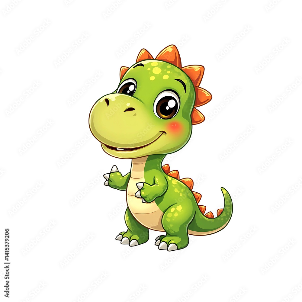 Fototapeta premium A colorful dragon cartoon isolated on white background 