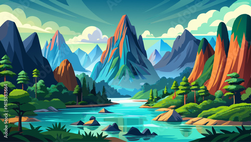 Beautiful mountains in Ratchaprapha Dam at Khao Sok National Park, Surat Thani Province, Thailand.