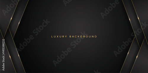 Dark elegant abstract background with luxury gold lines. Modern exclusive background for poster, banner, wallpaper and futuristic design concepts. Vector illustration
