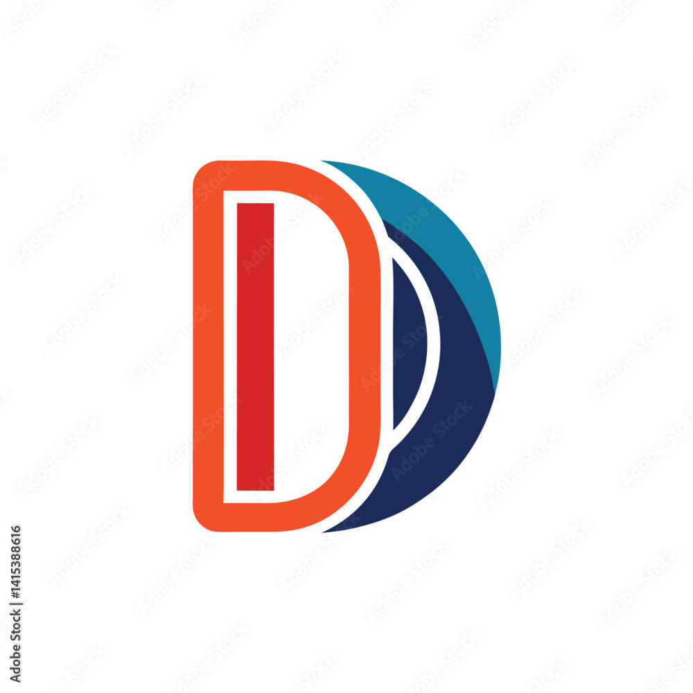 clean letter d with vertical symmetry logo icon on clean letter d with vertical symmetry logo icon on