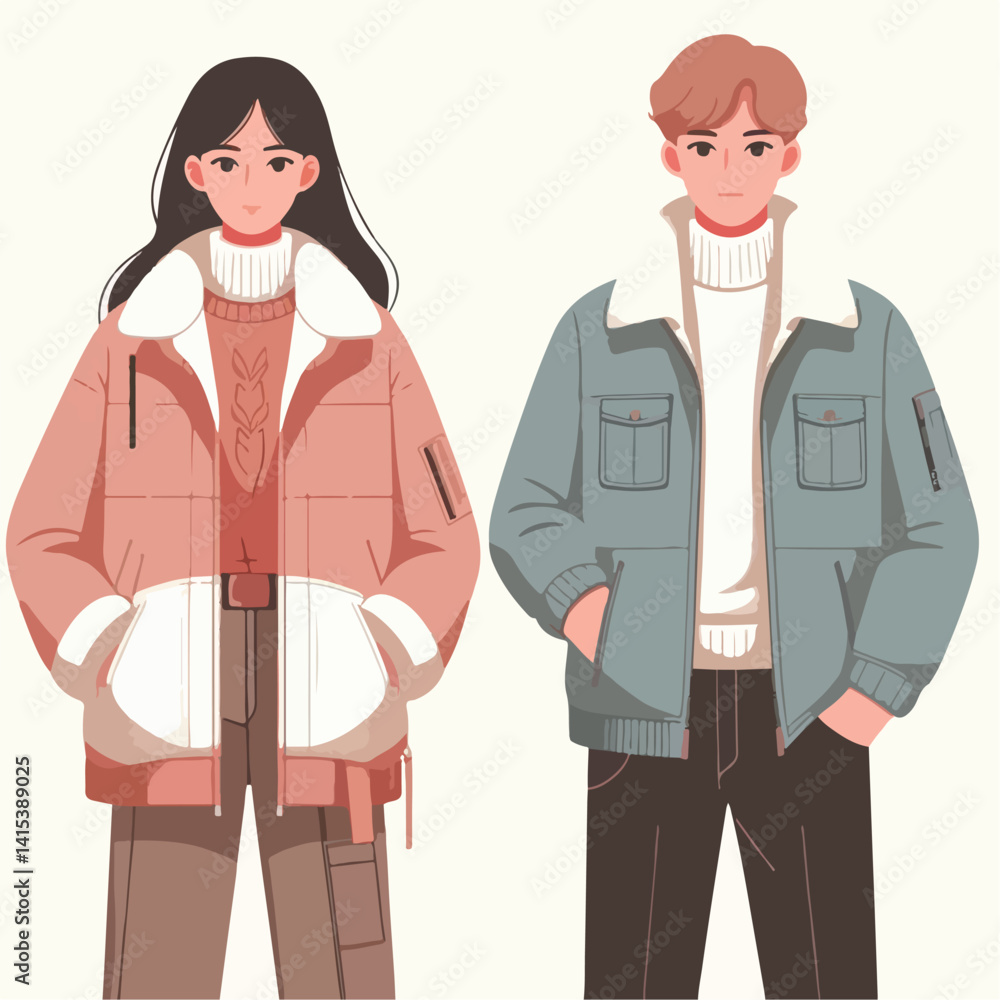 vector image of adult wearing jacket in winter vector image of adult wearing jacket in winter