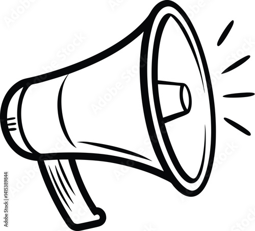 Megaphone line icon, Sound speaker symbol, Loudspeaker vector for marketing, Electric megaphone outline icon, Announcement speaker line illustration
