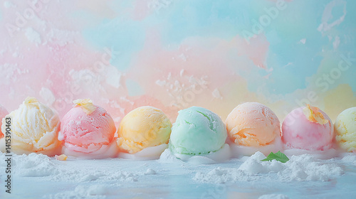 Obraz na płótnie Ice cream mochi with pastel colors w salonie