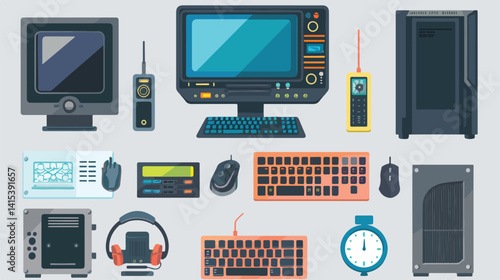 Professional Computer Icons Illustration: Innovative Iconography Representing Various Computer Concepts