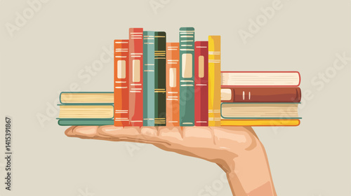 Elegant Hand Holding Books Vector Illustration for Creative Design Projects