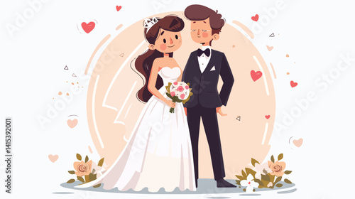Elegant Just Married Design on White Background Vector Illustration