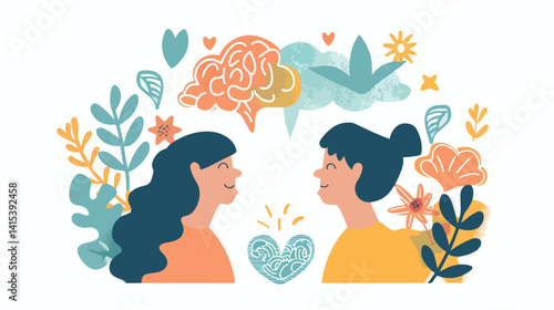 Empower Your Mind: Mental Health Message Over White Vector Illustration