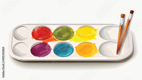 Paint Tray on White Background Vector Illustration