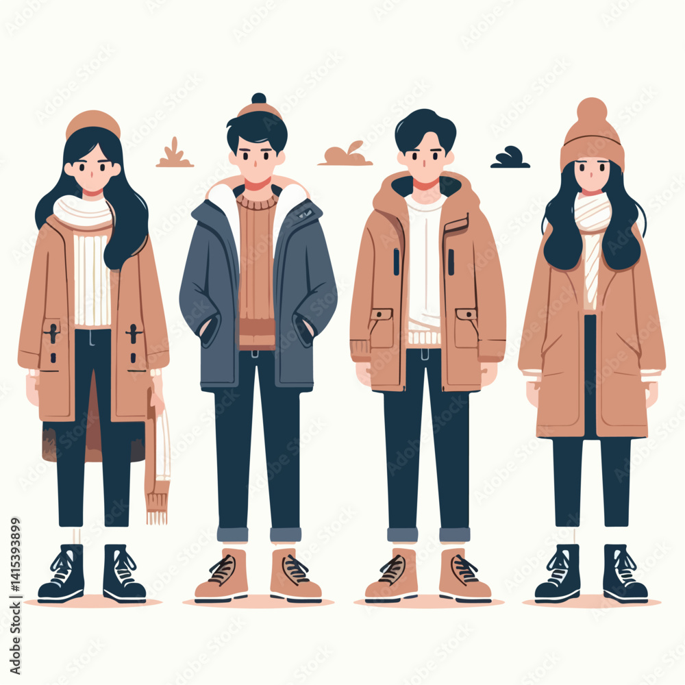 Fototapeta premium vector image of adult wearing jacket in winter