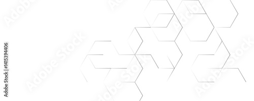 Abstract white and gray color geometric hexagon shape and lines seamless pattern transparent background design.