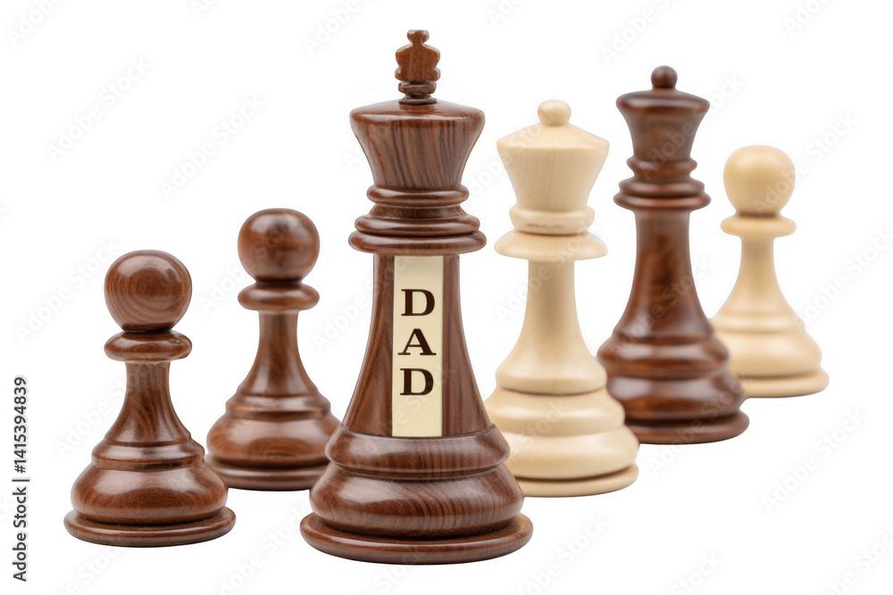 Father's Day Chess Set Featuring King Piece and Heartfelt Message Card Celebrating Dad, Isolated on Transparent Background Father's Day Chess Set Featuring King Piece and Heartfelt Message Card Celebrating Dad, Isolated on Transparent Background