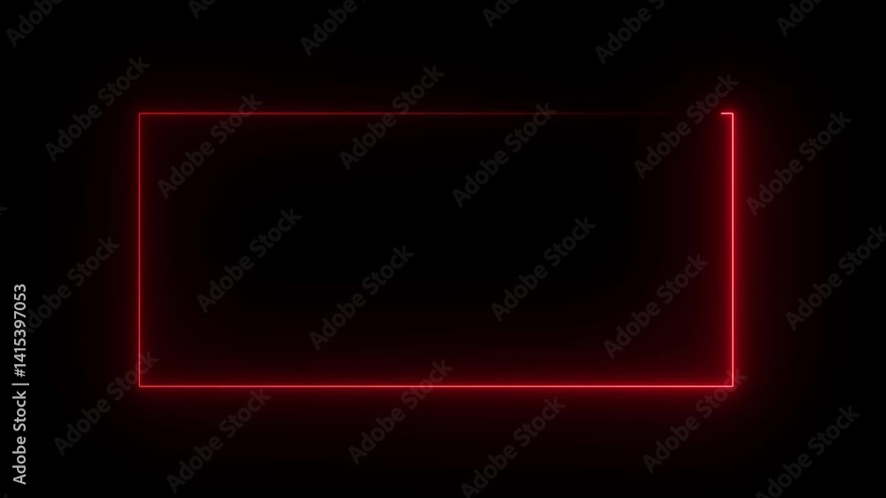 Neon Light glowing rectangle frame animation in retro style. Abstract Neon Rectangle Frame Animation.