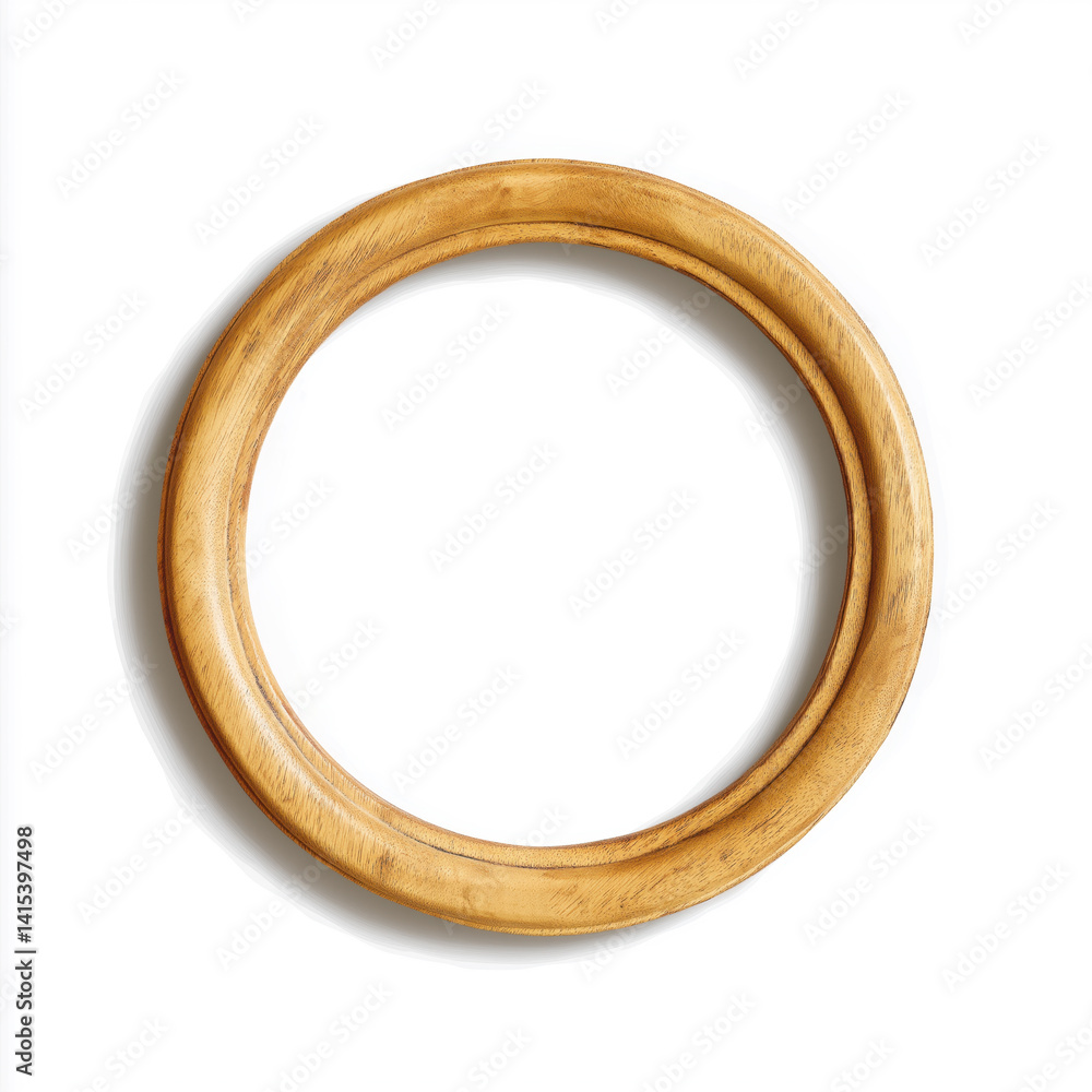 Oval wooden frame casting shadow on white background Oval wooden frame casting shadow on white background