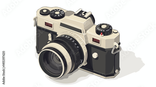 Modern Camera Design on White Background Vector Illustration