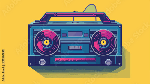 Vintage Tape Player Device Vector Illustration for Retro Music Fans