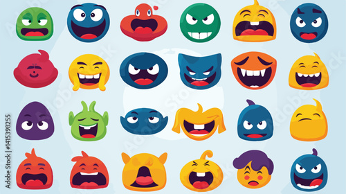 Vibrant Colorful Emoticons for Expressing Laughter, Boredom, Kiss, Whistling, and Happiness