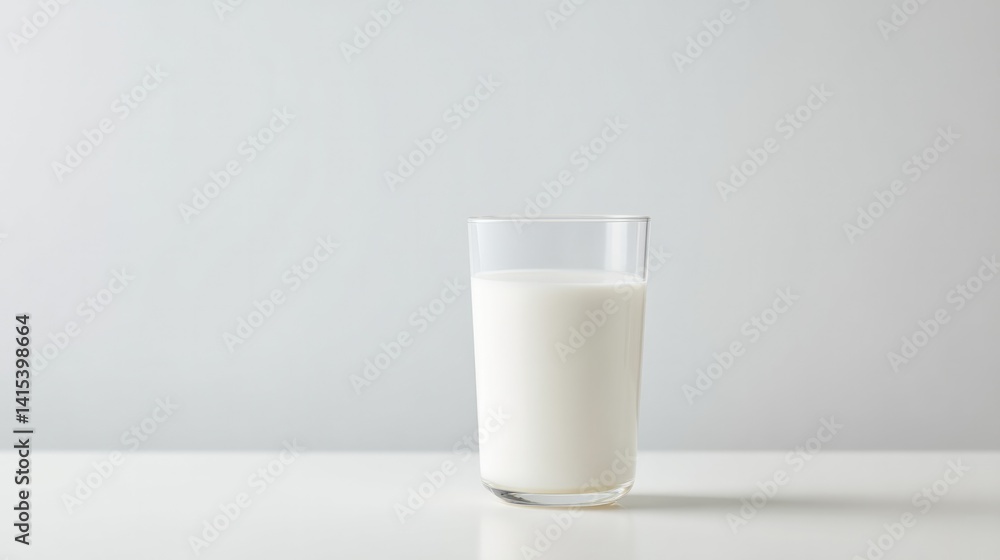 minimalist composition depicting glass of milk on plain clean table with ample copy space minimalist composition depicting glass of milk on plain clean table with ample copy space