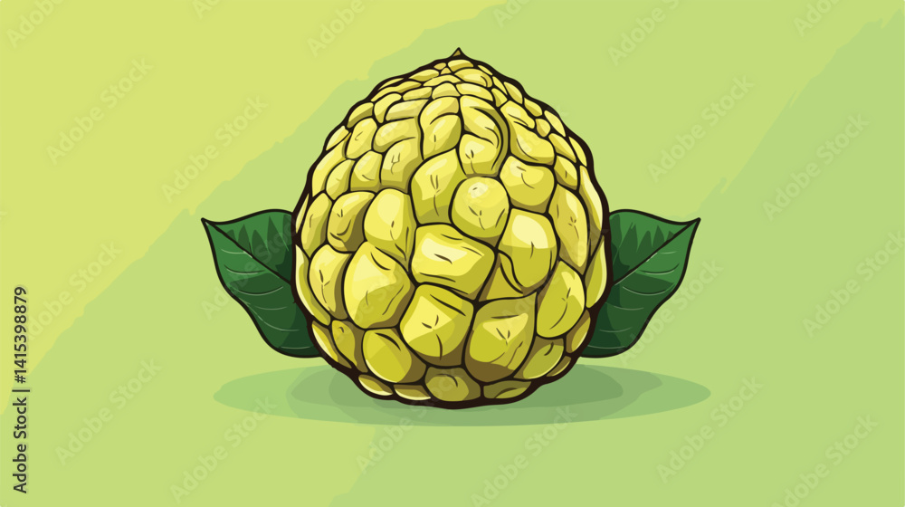 Fototapeta premium Custard Apple Fruit Vector Illustration Minimal Line Sketch Style