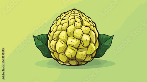 Custard Apple Fruit Vector Illustration Minimal Line Sketch Style