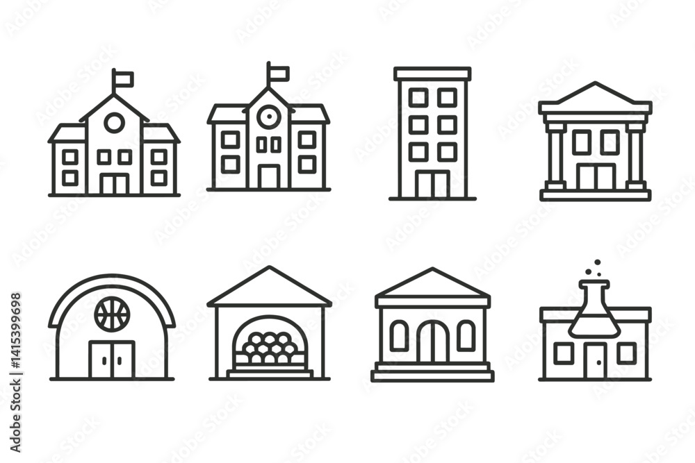 outline vector icons of educational emails: course email, lesson update, enrollment confirmation, assignment notice, student message, feedback email, online class invite, study reminder.-based, set outline vector icons of educational emails: course email, lesson update, enrollment confirmation, assignment notice, student message, feedback email, online class invite, study reminder.-based, set