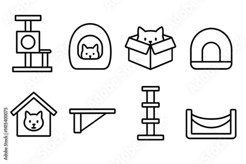 outline vector icons of personal location uses: home pin, work location, gym, favorite café, friend’s house, meeting point, delivery address, school pin. set of line style icons in a modern,