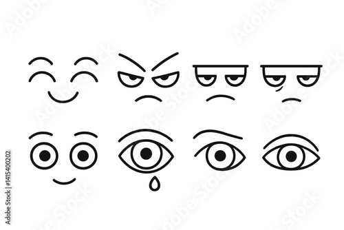 outline vector icons of stray cats: alley cat, sitting on trash can, torn ear, hungry expression, sleeping on sidewalk, rainy cat, narrow eyes, looking around. set of line style icons in a modern,