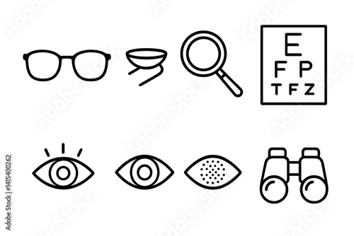 outline vector icons of augmented map features: AR marker, AR glasses, location overlay, digital path, interactive pin, real-world map, mixed-reality map, smart vision. set of line style icons in a