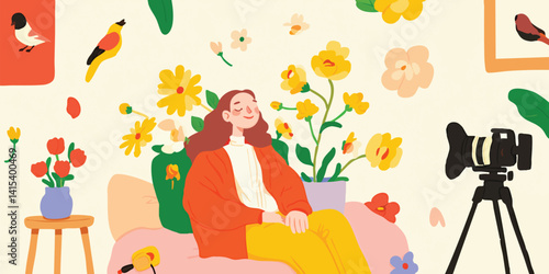 A creative and serene illus...