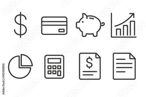 outline vector icons of person and money: paying, receiving cash, budgeting, tipping, holding coin, mobile payment, transaction, financial planning. set of line style icons in a modern, minimalist