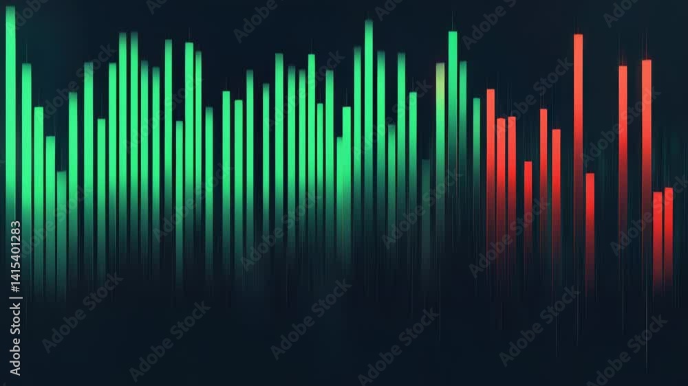 Abstract audio visualizer, green red bars, dark background, music technology Abstract audio visualizer, green red bars, dark background, music technology