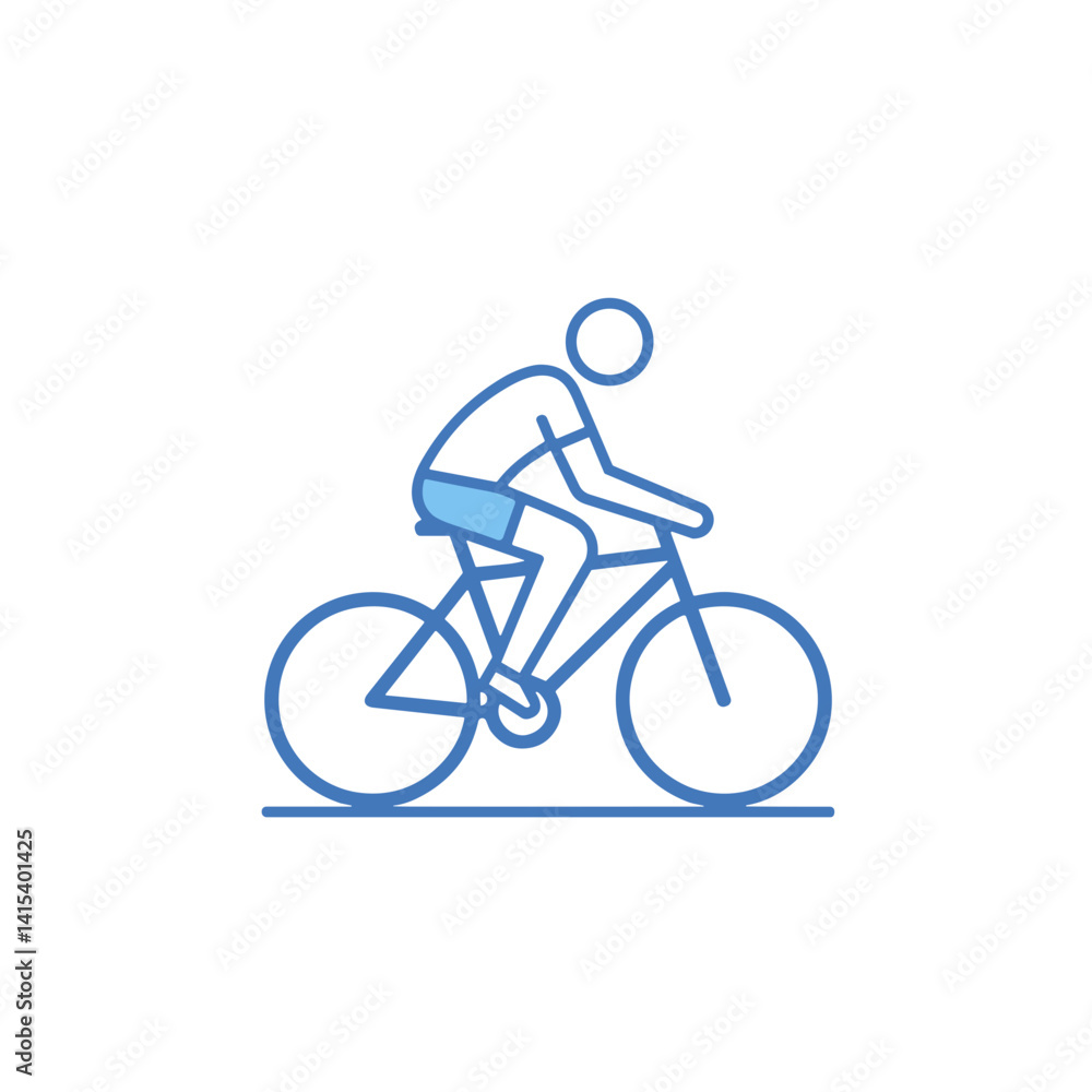 Cyclist riding bike icon for fitness and sports tracking apps Cyclist riding bike icon for fitness and sports tracking apps