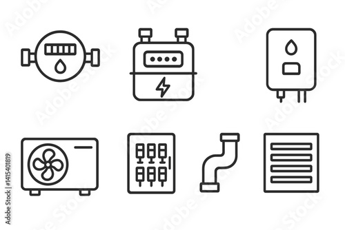 outline vector icons of tactical gear: tactical vest, holster, night vision, combat gloves, utility belt, helmet, knee pads, tactical backpack. set of line style icons in a modern, minimalist design.