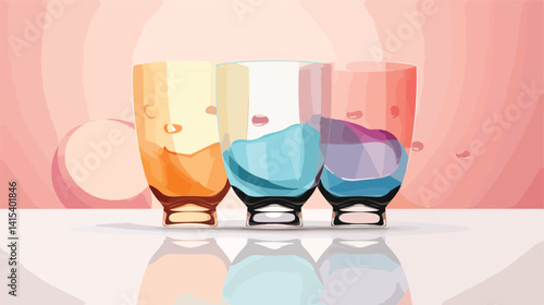 Elegant Glass with Makeup Sponges on Light Background Vector Illustration
