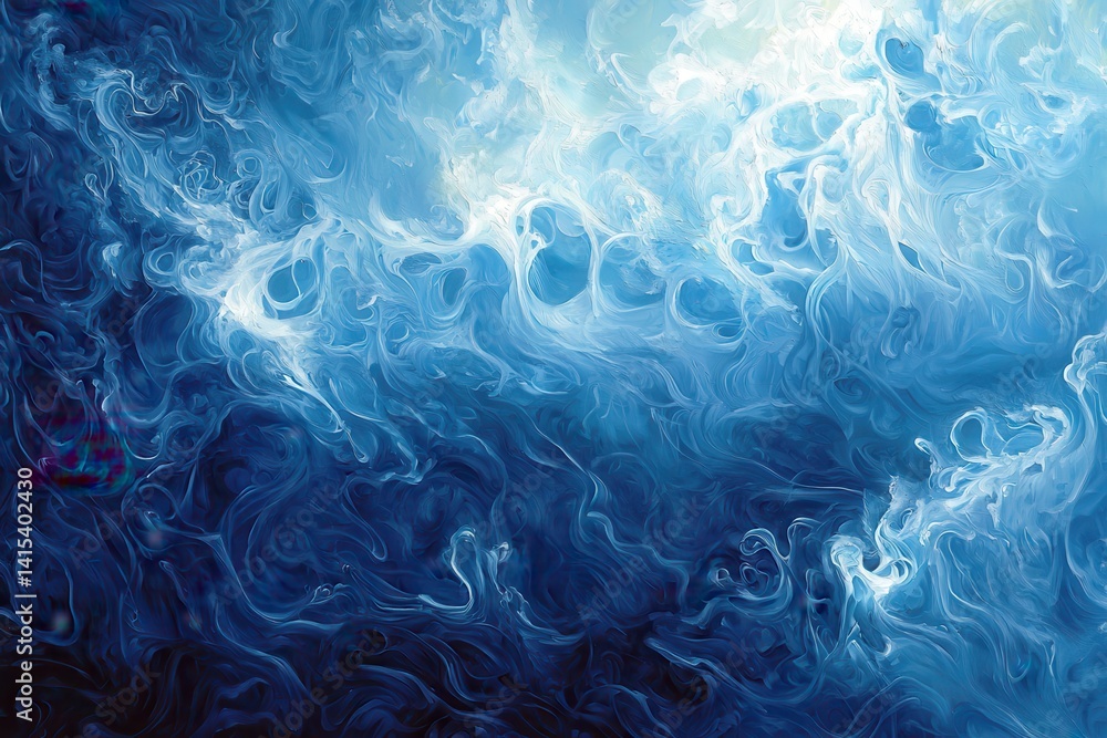 Obraz premium Abstract Blue Ocean Waves with Swirling Patterns and Light Highlights