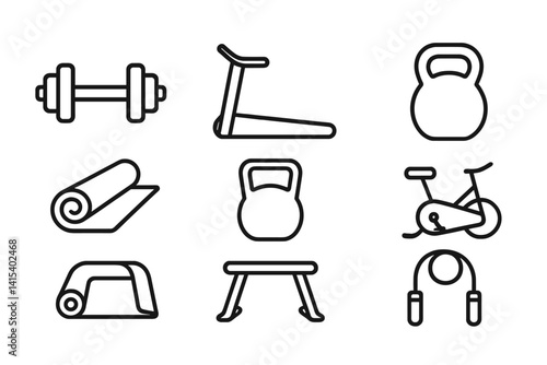 outline vector icons of phone health tracking: steps, heart rate, sleep tracker, water intake, workout log, calories burned, distance, fitness app.Clean flat isometric set of line style icons in a