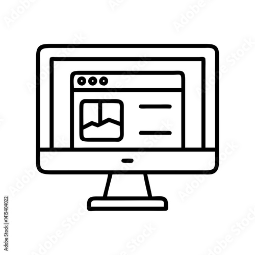Computer monitor display screen vector icon for website design and graphic element needs exactly ninety