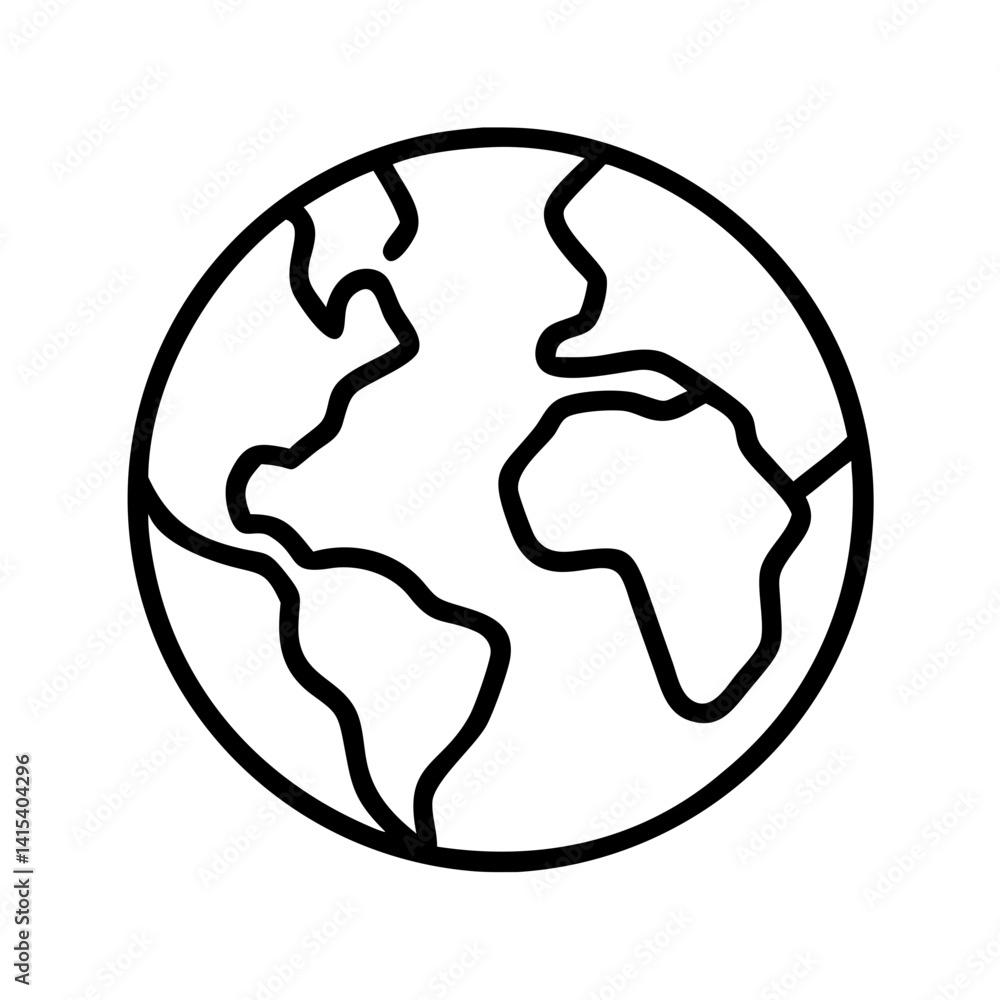 Outline earth globe vector illustration, world map drawing for geography and travel designs Outline earth globe vector illustration, world map drawing for geography and travel designs