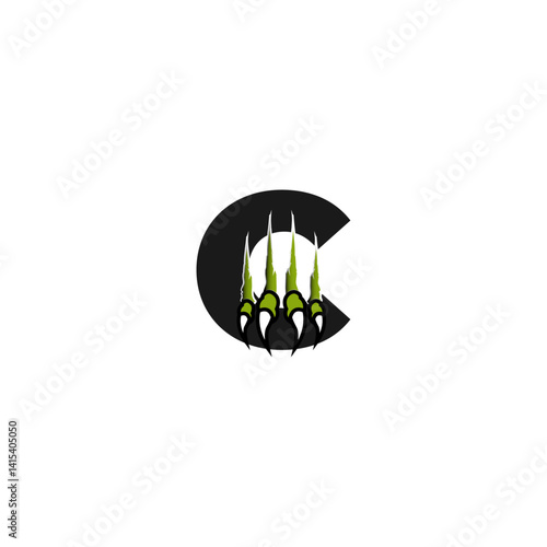 Letter C with Claw & Scratch logo design,Vector