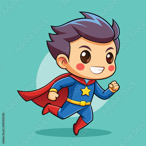 Cute kid superhero in action