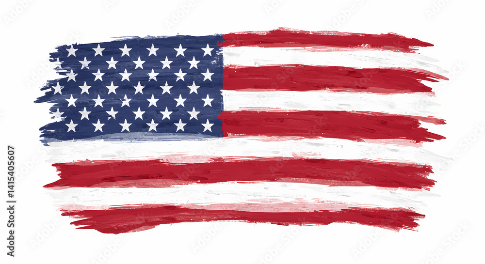 usa flag painted on white usa flag painted on white