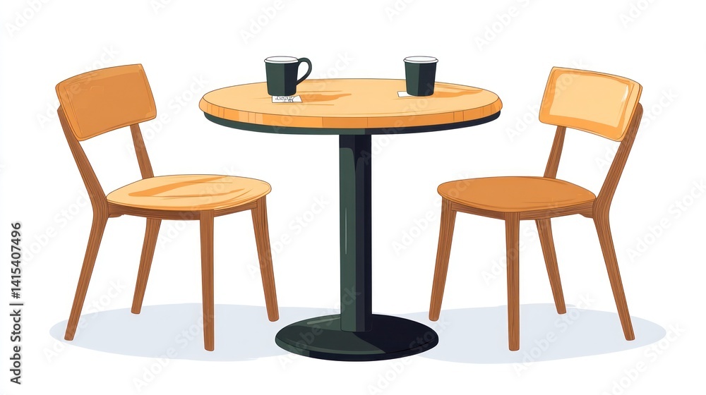 Empty cafe table with two chairs Empty cafe table with two chairs